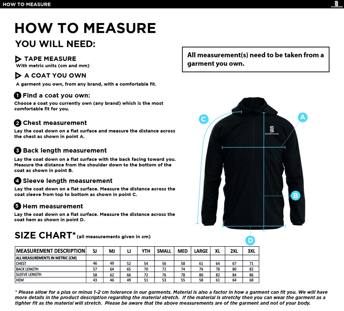 MUNICH CC Dual Elite 1/4 Zip Hoody / Rain Jacket : Black - Size Guide