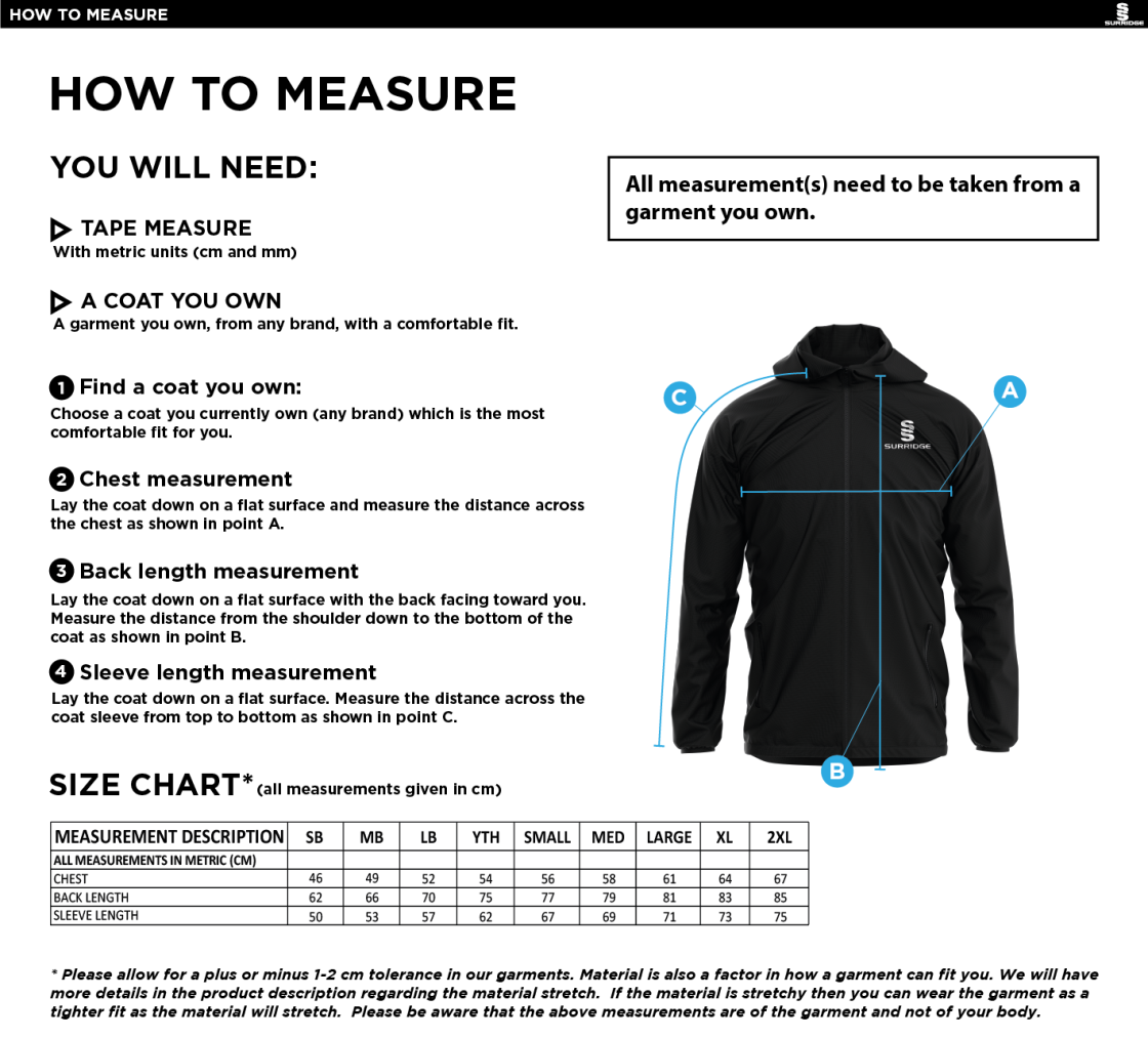 MUNICH CC Dual Elite 1/4 Zip Hoody / Rain Jacket : Black - Size Guide