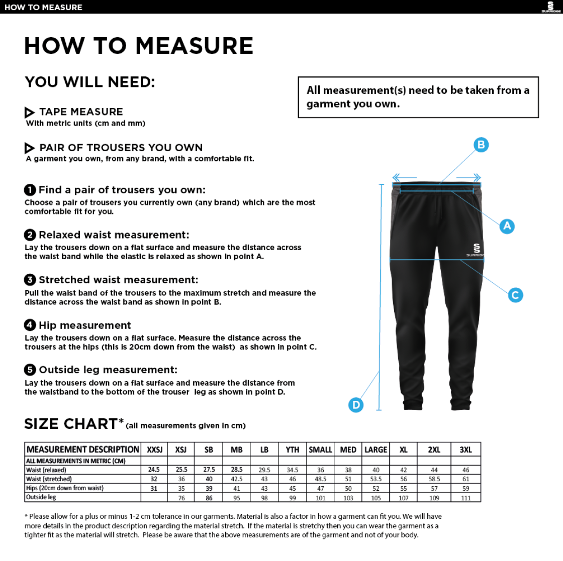 Munich CC - Tek Slim Pant - Size Guide