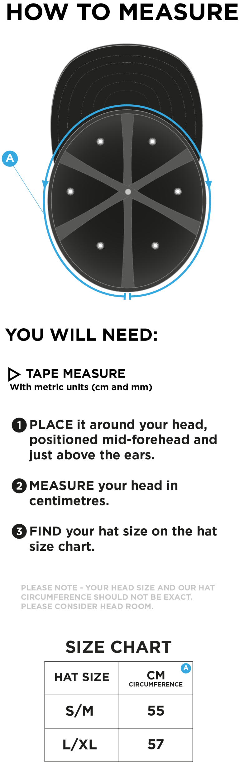 MUNICH CC Fuse Flexi Cap - Black - Size Guide